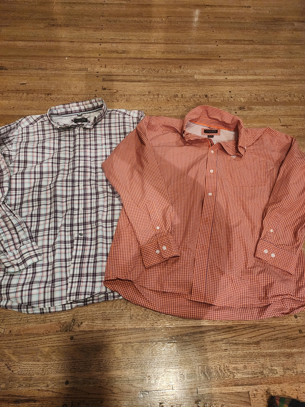 Ariat Orange Gingham And Plaid Long-Sleeve Button-Down Shirts